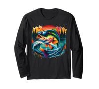 Retro Funny Fishing Outdoor Forest Nature Wildlife Fisherman Long Sleeve T-Shirt