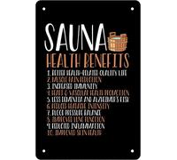 Retro Funny Metal Sheet Signs 10 Sauna health benefits, Wall Decoration, 8x12 Inch