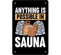 Retro Funny Metal Sheet Signs Anything is possible in sauna, Wall Decoration, 8x12 Inch