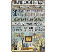 Retro Funny Metal Sheet Signs Bathroom rules, Wall Decoration, 6x8 Inch