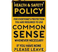 Retro Funny Metal Sheet Signs Common Sense Policy Grunge, Wall Decoration, 12x16 Inch