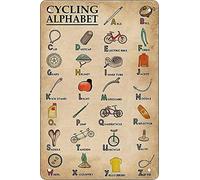 Retro Funny Metal Sheet Signs Cycling Alphabet Tools knowledge, Wall Decoration, 6x8 Inch