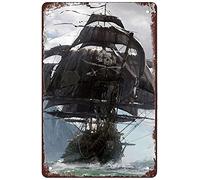 Retro Funny Metal Sign Sheet Signs Tin Sign,a pirate boat,outdoor Home Wall Decoration, size:8 x 12.