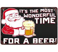 Retro Funny Metal Sign Sheet Signs Tin Sign,Christmas It's The Most Wonderful time for a Beer Outdoor Home Wall Decoration, Size:8 x 12