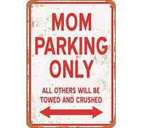 Retro Funny Metal Sign Sheet Signs Tin Sign,Mom Parking Only,Outdoor Home Wall Decoration Retro Metal Tin Sign 8X12 Inches