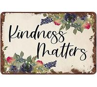 Retro Funny Metal Tin Sign Metal Kindness Matter Floral Kitchen Decor Summer Decor Wall Decor for Home Cafes Office Store Pubs Club 12x8 Inch