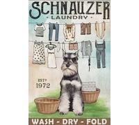 Retro Funny Schnauzer Laundry Vintage Metal Retro Aluminum Sign for Home Family Courtyard Coffee Bar Art 8x6 Inch Tin Sign Home Decor Home Art Metal Signs Wall Art Wall Decor Poster