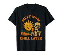 Retro Funny Skeleton Desert Vibes Quirky Summer Dark Humor T-Shirt