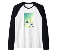 Retro Futuristic Space Landscapes 1960s Aesthetic ice Planet Raglan Baseball Tee
