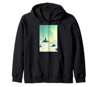 retro futuristic space landscapes 1960s aesthetic ice planet Zip Hoodie