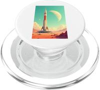 retro futuristic space landscapes, 1960s rocket launch PopSockets PopGrip for MagSafe