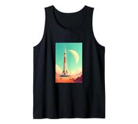 Retro Futuristic Space Landscapes, 1960s Rocket Launch Tank Top