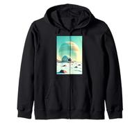 retro futuristic space landscapes 1960s space ice planet Zip Hoodie