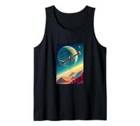Retro Futuristic Space Landscapes Minimal Geometry Spaceship Tank Top