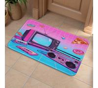 Retro Gadgets Collage Front Door Mat, Heavy Duty Bathroom Rugs Durable Welcome Mat for Outdoor Indoor, Super Absorbent Bath Rugs for Entryway Outside Patio Porch, 50x80cm