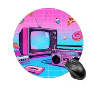 Retro Gadgets Collage Round Mouse Pads Non-Slip Rubber Base Mouse Mat Cute Mousepad Funny Computer Desk Accessories for Office Home Gaming Work 7.8 X7.8 Inch