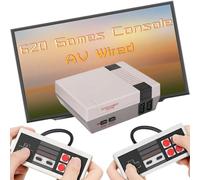 Retro Game Console with 620 Built-in Video Games,Classic Mini Game System with Wired Controller, AV Output Plug and Play Video Games (Grey)