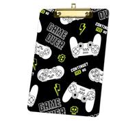 Retro Gamer Gaming Controller Print Waterproof Clipboard A4, Acrylic Decorative Legal Size Clip Board 9"× 12. 5" with Low Profile Metal Clip, Clipboards A4 for School Offoce Lady Men Women Nurses
