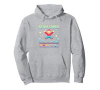Retro Gamer: Pixel Art Nostalgia for Classic Gaming Fans Pullover Hoodie, Adult Unisex, Heather Grey, L