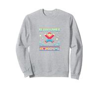 Retro Gamer: Pixel Art Nostalgia for Classic Gaming Fans Sweatshirt, Adult Unisex, Heather Grey, XL