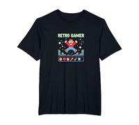 Retro Gamer: Pixel Art Nostalgia for Classic Gaming Fans T-Shirt, Men's Big and Tall, Black, 4X Tall