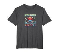 Retro Gamer: Pixel Art Nostalgia for Classic Gaming Fans T-Shirt, Men's Big and Tall, Dark Heather Grey, 5X Tall