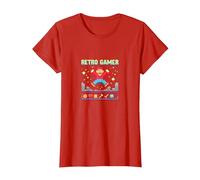 Retro Gamer: Pixel Art Nostalgia for Classic Gaming Fans T-Shirt, Women, Red, S