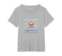 Retro Gamer: Pixel Art Nostalgia for Classic Gaming Fans T-Shirt, Women's Plus, Heather Grey, 1X