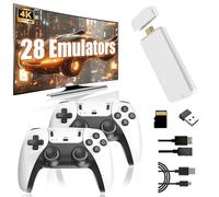 Retro Games Console 4k, HD Game Stick Compatible with 28 Emulators, Plug and Play Retro Gaming Console for TV with 2 x 2.4GHz Gaming Controllers, Ideal for Family & Friends Entertainment (128G)