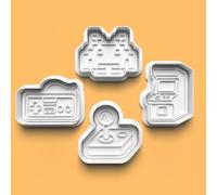 Retro Gaming Cookie Cutter Set - Classic Game Controller, Arcade, and Pixel Shapes for Cookies, Fondant, Pastry, and DIY Baking - Video Game Party Treats
