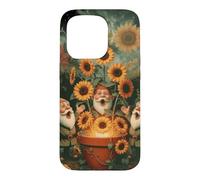 Retro Garden Gnomes Sunflower Cottagecore Fantasy Galaxy Case for iPhone 15 Pro
