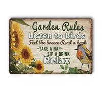 Retro Garden Rules Sign Vintage Garden Metal Signs Patio Wall Decor Outdoor Yard Signs For Home Porch Patio Gardening Shed Decorations 8 X 12 Inch