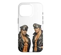 Retro Gay Leather Biker Gay Pride Daddy Bear Mustache Case for iPhone 16 Pro
