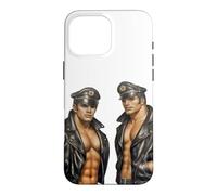Retro Gay Leather Biker Gay Pride Daddy Bear Mustache Case for iPhone 16 Pro Max