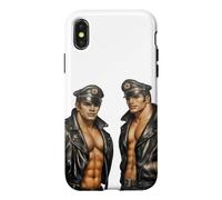 Retro Gay Leather Biker Gay Pride Daddy Bear Mustache Case for iPhone X/XS