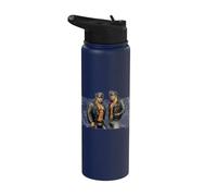 Retro Gay Leather Biker Gay Pride Daddy Bear Mustache Stainless Steel Insulated Water Bottle