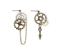 Retro Gear Earrings Stud For Hipster Fashion Style Asymmetry Studs Earring