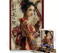 Retro Geisha Dragon 1000 Teenager Pieces Jigsaw Puzzle Memory Boost Calm Escape Pattern Assembly Warm Surprise (50x75cm)