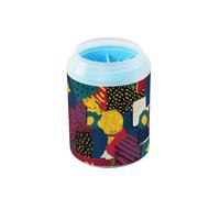 Retro Geometic Star Red Abstract Reusable Dog Paw Cleaner with Soft Silicone Brush Essential For All Pets Owners for Small Medium Large Breed Dogs, Cats