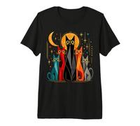 Retro Geometric Cats Cat Lover Modern Style Art Vintage Premium T-Shirt