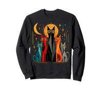Retro Geometric Cats Cat Lover Modern Style Art Vintage Sweatshirt