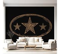 Retro Geometric Minimalist Western Style Wall Mural Five-Pointed Stars Oval Pattern Wallpaper, Wall Decals Home Decor Tv Background Large Art Wallpaper Painting Posters Decor 400 x 280 cm