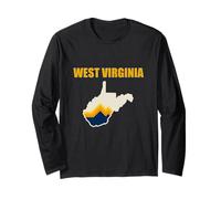 Retro Geometric Mountains Inside West Virginia State Map Long Sleeve T-Shirt