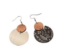 Retro Geometric Wood Earrings Handmade Vintage Patchwork Designs Jewelry For Women Comfortable Wood Ear Studs