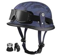 Retro German Leather Half-Helmet For Motorcycles, With Visor, Ece Certified, Suitable For Mopeds And Scooters. L,M:56-57CM