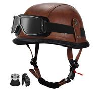 Retro German Leather Half-Helmet For Motorcycles, With Visor, Ece Certified, Suitable For Mopeds And Scooters. G,M:56-57CM