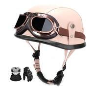 Retro German-Style Motorcycle Helmet, Ece Certified, Vintage Leather Motorcycle Helmet With Visor, Suitable For Scooters, Cruisers And Touring Motorcycles. A,2XL:61-62CM
