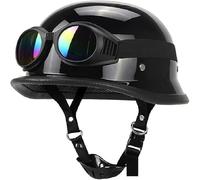 Retro German Style Open Face Beanie DOT Approved Bike Half Helmet,Low Profile Motorcycle Vintage Moped Scooter Motorbike Bicycle Skull Cap Hel-Mets for Adult Men Women 2,XXL/(63~64cm)