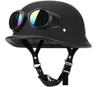 Retro German Style Open Face Beanie DOT Approved Bike Half Helmet,Low Profile Motorcycle Vintage Moped Scooter Motorbike Bicycle Skull Cap Hel-Mets for Adult Men Women 3,XXL/(63~64cm)