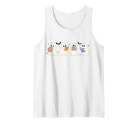 Retro Ghosts Reading Books Bookish Literary Girl Halloween Tank Top